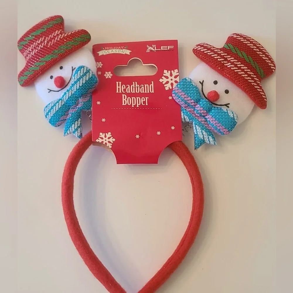 Holiday Headband Bopper Trio - Red Santa, Snowman, Reindeer